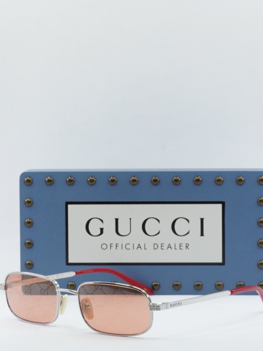 Gucci GG1457S 004 Women Rectangle Sunglasses - Silver / Red